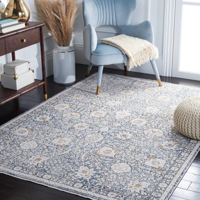 Ivory and Gray Synthetic Oriental Area Rug