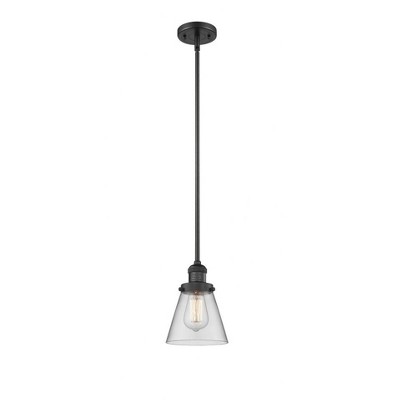 Cone - 1 Light Stem Hung Mini Pendant In Industrial Style-8 Inches Tall and 6 Inches Wide
