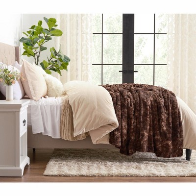 Chocolate Twin Reversible Faux Fur Throw Blanket