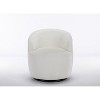 Gulches Ivory Chenille Swivel Accent Barrel Chair 360° Swivel, Ergonomic Backrest, Black Powder-Coated Metal Base,250 LBS - 3 of 4