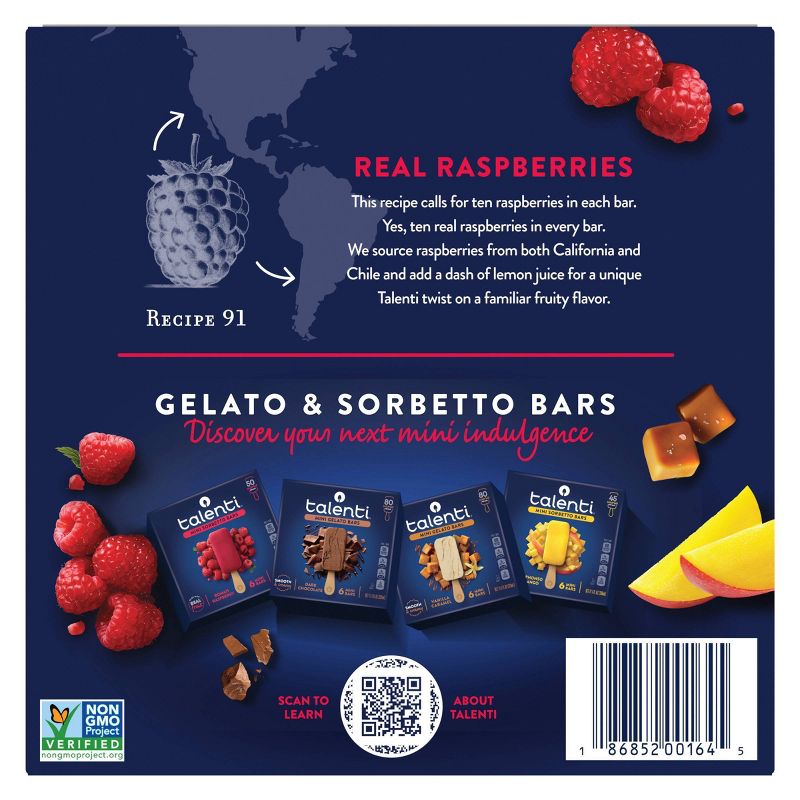 Talenti Roman Raspberry Frozen Mini Sorbetto Bars - 6pk/11.1 fl oz, 4 of 10