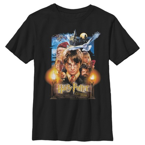 Boy's Harry Potter Sorcerer's Stone Movie Poster T-Shirt - Black - Large