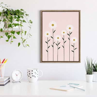 Sylvie Daisies Pink and Gold Framed Canvas Wall Art