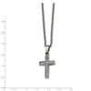 Black Bow Jewelry Titanium & .035 Ct (G-H, I1) Diamond Accent Dbl Cross 22 Inch Necklace - 2 of 4