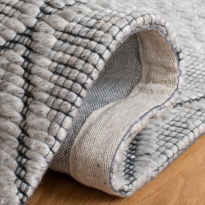 Marbella Gray and Black Hand Woven Wool Area Rug