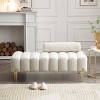 CAVINAS 53.2" Modern End of Bed Sofa Fabric Upholstered 2 Seater Sofa Couch Fuzzy Sofa Stool with Gold Metal Legs for Living Room - 2 of 4