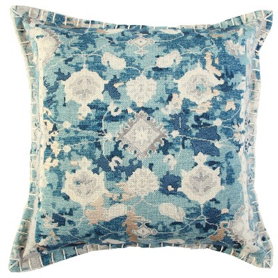 20"x20" Oversize Abstract Square Throw Pillow Cover Blue - Rizzy Home