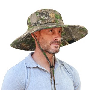 Solaris Unisex Camouflage Wide Brim Bonnie Cap, Lightweight Breathable Sun Hat with Adjustable Drawstring - 1 of 4