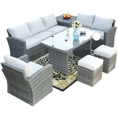 Aurora 7pc Wicker Patio Conversation Set - Direct Wicker