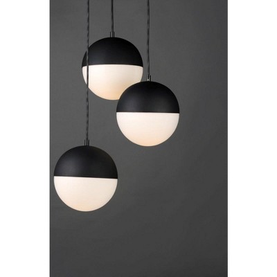 Satin White Glass & Black Nickel Globe Island LED Pendant