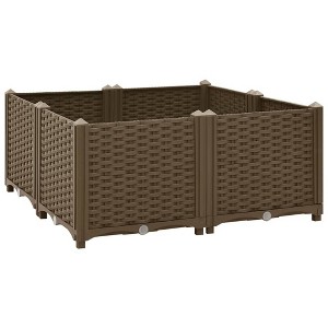 vidaXL Raised Bed Light Grey Polypropylene Medium Planters - Brown 31.5" x 31.5" x 15" - 1 of 4