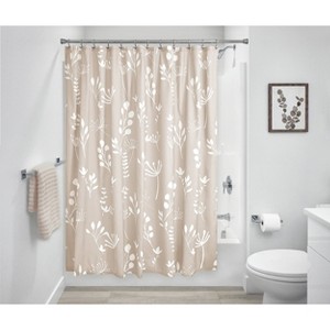 iDESIGN 72"x72" Isla Floral Fabric Bathroom Shower Curtain - 1 of 3