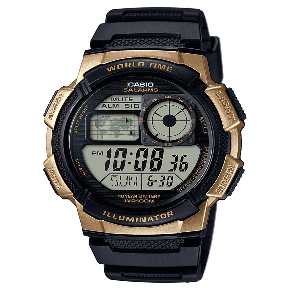 Photos - Wrist Watch Casio Men's  Digital Watch - Black/Gold 