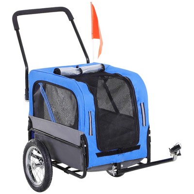 Aosom Elite-Jr Dog Bike Trailer 2-In-1 Pet Stroller Cart Bicycle Wagon Cargo Carrier Attachment for Travel with 360-Degree Swivel Wheels & Large Easy Entry