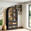 FONTOI Arched Shaped Storage Cabinet with Covered Top, 3-Tier Arched Bookcase with 2 Drawers, Black&Brown, 15.7"*72.8"*35" - 4 of 4