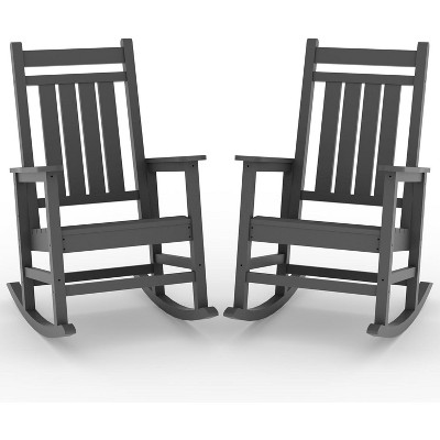 HDPE All-Weather Oversized Rocking Chair, 350lb Capacity, Stainless Steel & Anti-Rollover Design