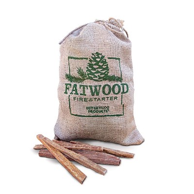 Better Wood Products Fatwood Safe All Natural Firestarter Waterproof Burlap Bag, 4 Pounds