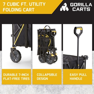 Black Steel Frame Collapsible Utility Wagon with Polyester Deck