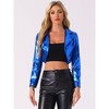 INSPIRE CHIC Women's Long Sleeve Lapel Crop Shiny Party Metallic Jacket - 4 of 4