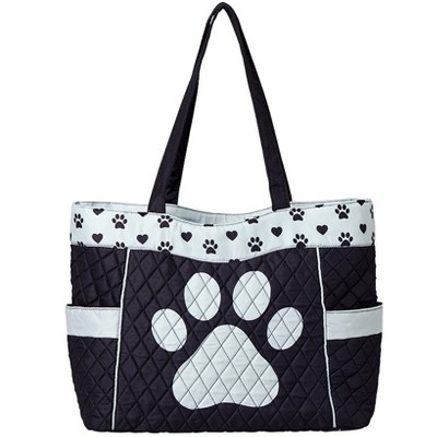The Lakeside Collection Quilted Cat, Dog or Paw Print Tote - Dog Paw