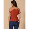 INSPIRE CHIC Women's Square Neck Mesh Sheer Short Sleeve Peplum Tops - 4 of 4