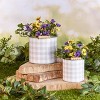 The Lakeside Collection Metal Checkered Planter Buckets with Carrying Handles - Set of 2 - 2 of 3