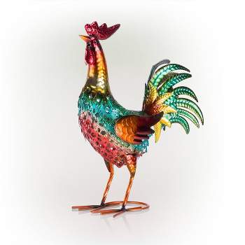 16" x 14" Outdoor Iron Rooster Standing Yard Statue - Alpine Corporation