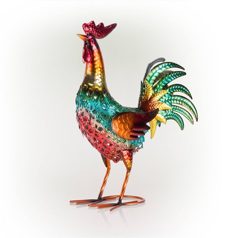16&#34; x 14&#34; Outdoor Iron Rooster Standing Yard Statue - Alpine Corporation, 1 of 9