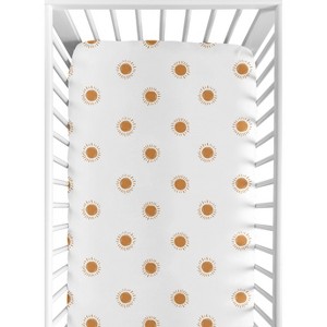 Sweet Jojo Designs Boy Girl Gender Neutral Unisex Baby Fitted Crib Sheet Boho Sun Collection White and Orange - 1 of 4