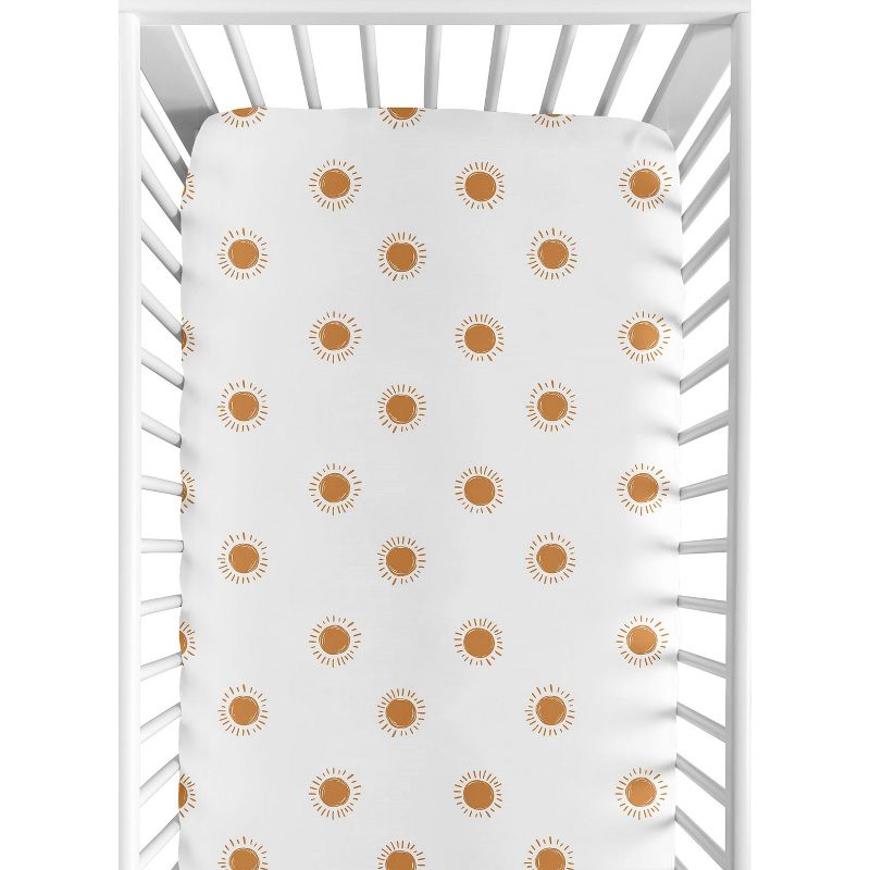 Sweet Jojo Designs Boy Girl Gender Neutral Unisex Baby Fitted Crib Sheet Boho Sun Collection White and Orange, 1 of 8