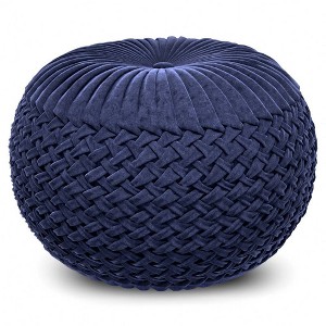 Faye Velvet Round Pouf - WyndenHall - 1 of 4