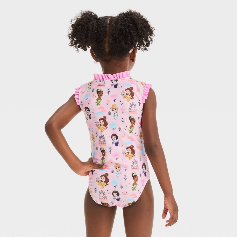 Toddler Girls' Disney Princess One Piece Swimsuit Set - Pink, 2 of 4