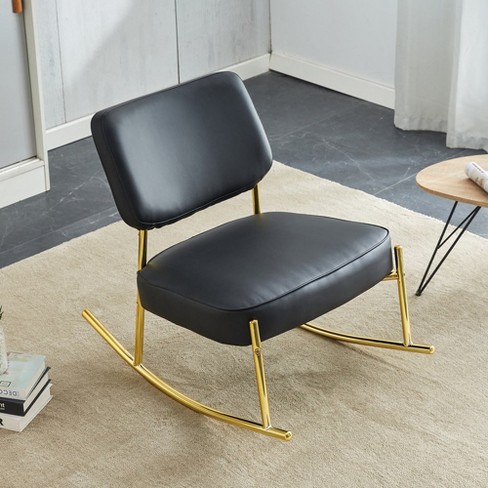 Modern Accent Rocking Chair, Cushioned Seat And Backrest Lounge Chair ...