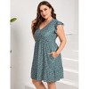 Clearlove Womens Womens Plus Size Casual V Neck Dress V Neck Loose Swing Ruffle Summer Boho Midi Dress with PocketsCasual Dress - 4 of 4