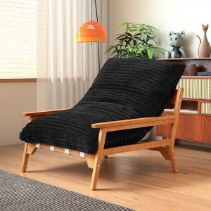 Modern Accent Chair, Comfy Chaise Lounge Chair with Ash Wood Armrest, Upholstered Armchair with Soft Cushion for Bedroom Balcony Lounge Reading Room - 1 of 4