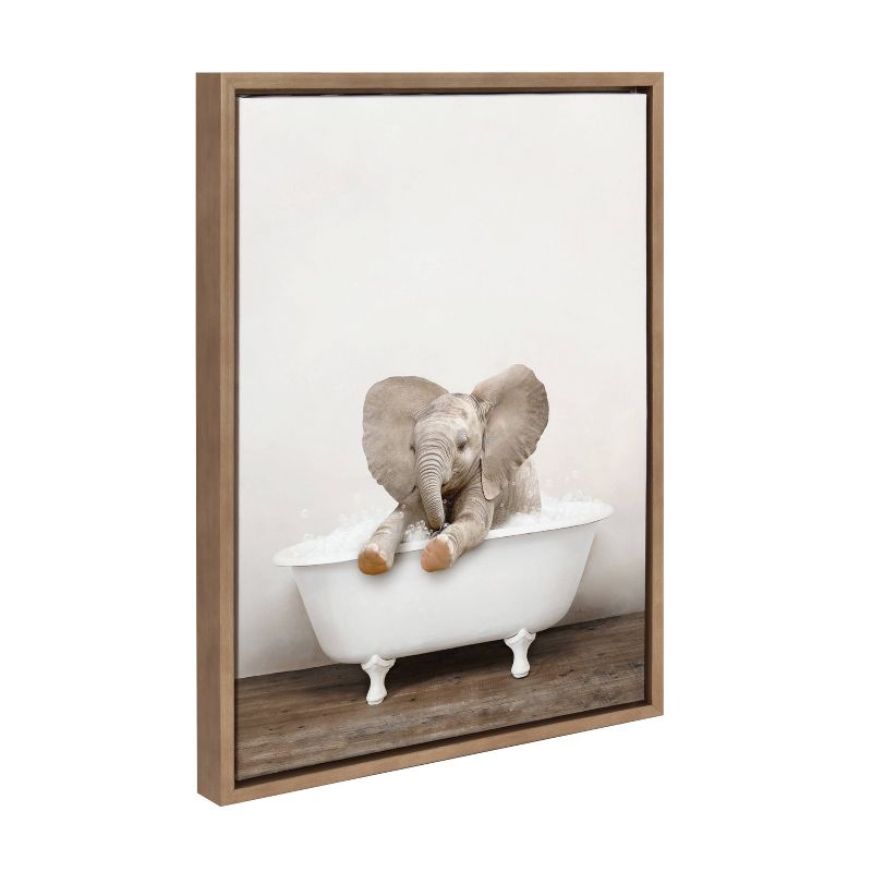 18&#34; x 24&#34; Sylvie Baby Elephant No 6 Rustic Bath Framed Canvas by Amy Peterson Gold - Kate &#38; Laurel All Things Decor, 1 of 8