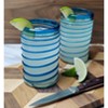 Dos Sueños Mexican Hand Blown  Drinking Glasses - Aqua Spiral - 14oz - Set of 6 - 3 of 4