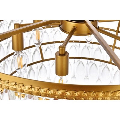 Nordic Brass and Crystal 6-Light Chandelier