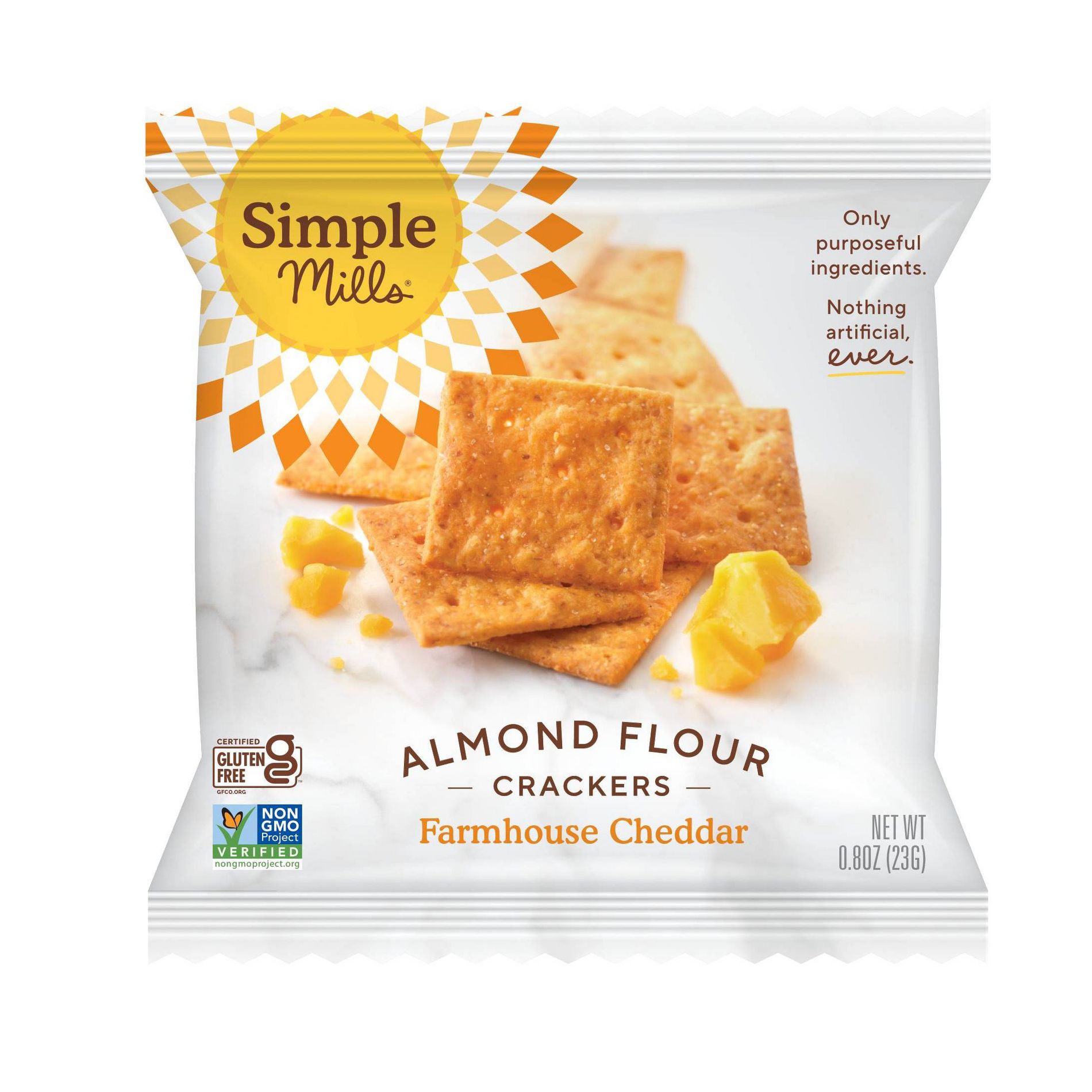 Simple Mills Almond Flour Cracker Farmhouse Cheddar Crackers - 0.8oz