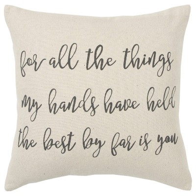20"x20" Oversize 'For all the things...' Square Throw Pillow Cover - Rizzy Home: Couch Accent, Zippered