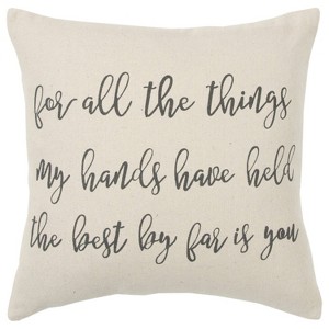 20"x20" Oversize 'For all the things...' Square Throw Pillow Cover - Rizzy Home: Couch Accent, Zippered - 1 of 4