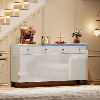 Hommoo Modern Glossy Sideboard Buffet Cabinet White