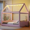 ModernLuxe Full Size Upholstered House Platform Bed Frame Daybed with LED Light Strips, Gray/Beige/Pink - 2 of 4