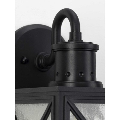 Black Metal Outdoor Lantern with Clear Seeded Glass