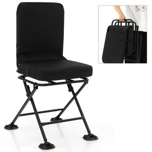 Gymax 360 Degree Swivel Silent Camping Chair Folding Chair W/ Padded Seat & Backrest Non-Slip Oversized Duck Feet Camouflage/Black - 1 of 4