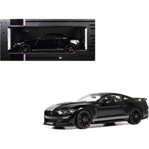 2022 Ford Mustang Shelby GT500 Black with Silver Stripes 1/18 Diecast Model Car by IXO Models - 1 of 4