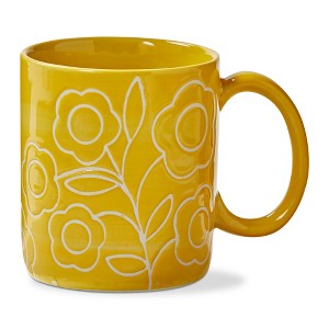 tag Zoey Flower Coffee Mug Yellow Stoneware Everyday 16oz Dishwasher Safe