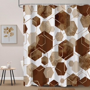 Brown and Grey Modern Shower Curtain for Bathroom, Geometric Art Decor Waterproof Bath Curtain 70.8x70.8 Inch - 1 of 1