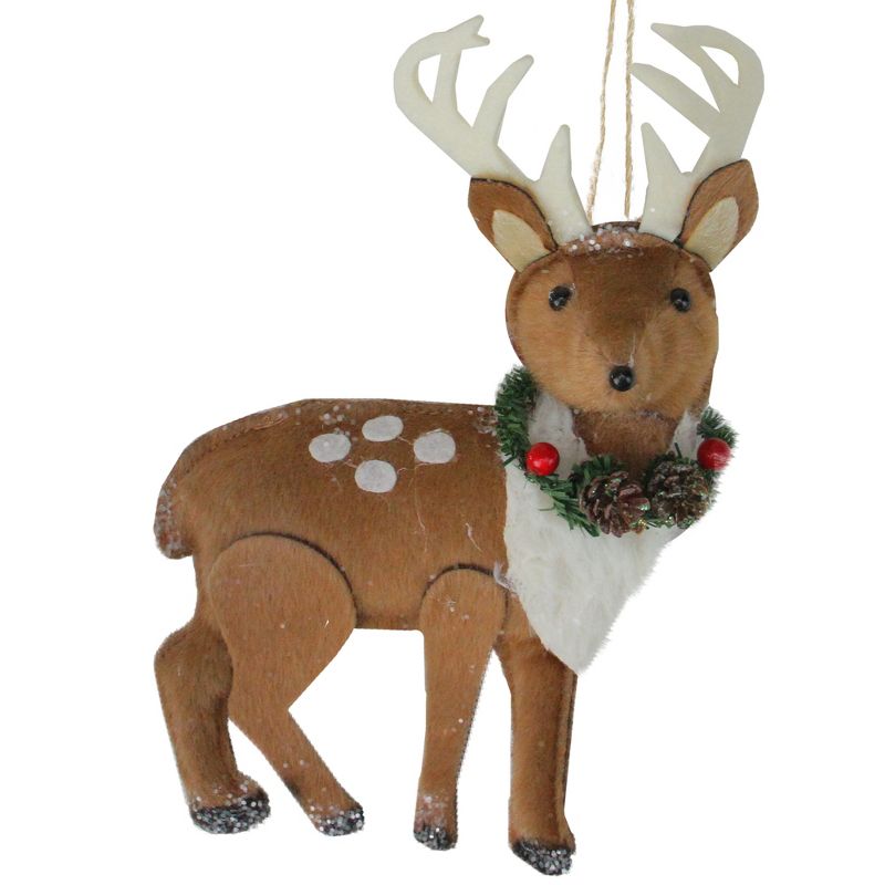 Northlight 8" Brown and White Spot Reindeer with Antlers Christmas Ornament, 1 of 3