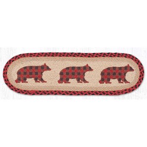 Earth Rugs Rustic Flannel Bear Oval Stair Tread – 27"x8.25" Natural Jute - 1 of 3